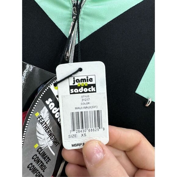 NWT Jamie Sadock Womens Silver Black Green Sleeveless 1/4 Zip Golf Top Size XS - Picture 5 of 9